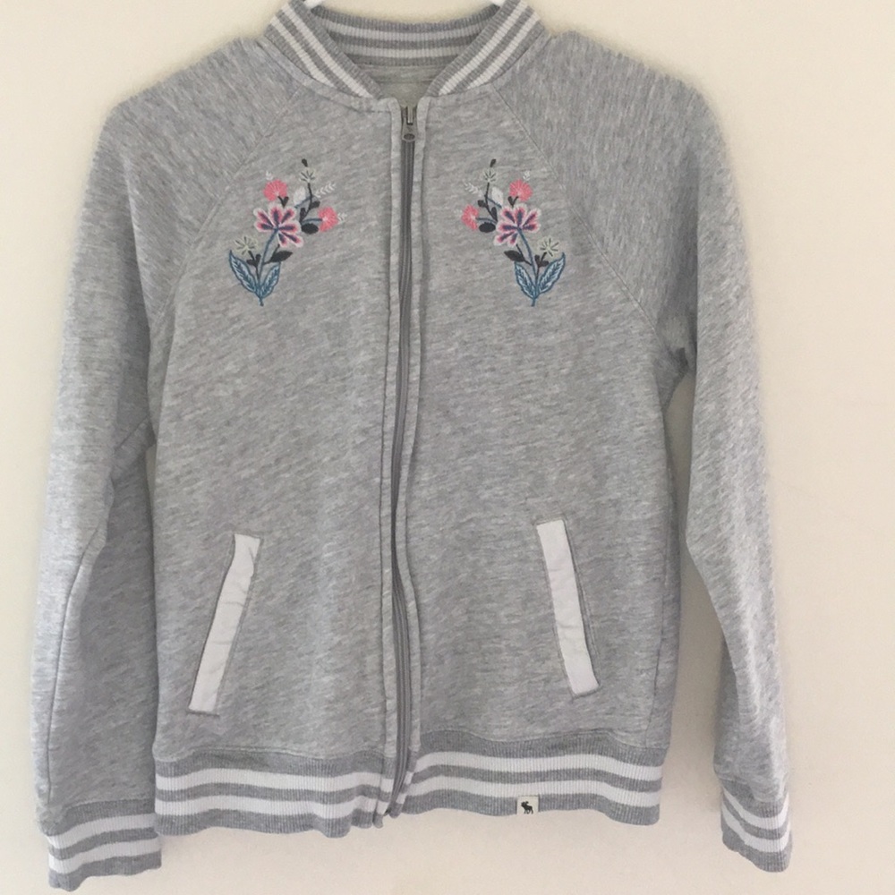 abercrombie kids Grey Floral Bomber Jacket